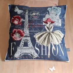 Coussin  carré Jacquard  Fashion  Paris