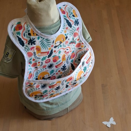 Bavoir  6-12 mois "Toucans et Paresseux"